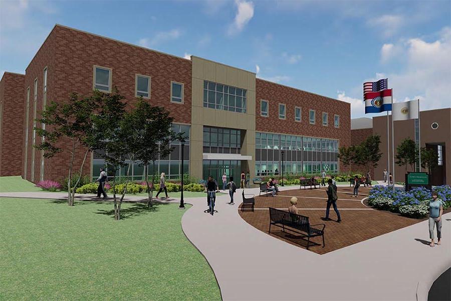 The rendering above shows how Martindale Hall may appear after a renovation and expansion of the building are complete. 